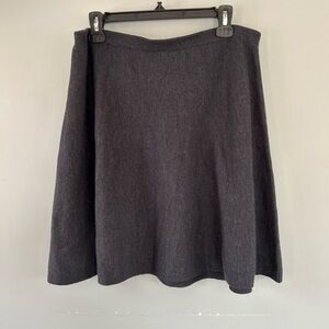 Eileen Fisher Charcoal Merino Wool Knee Length Flared Knit Skirt Size M